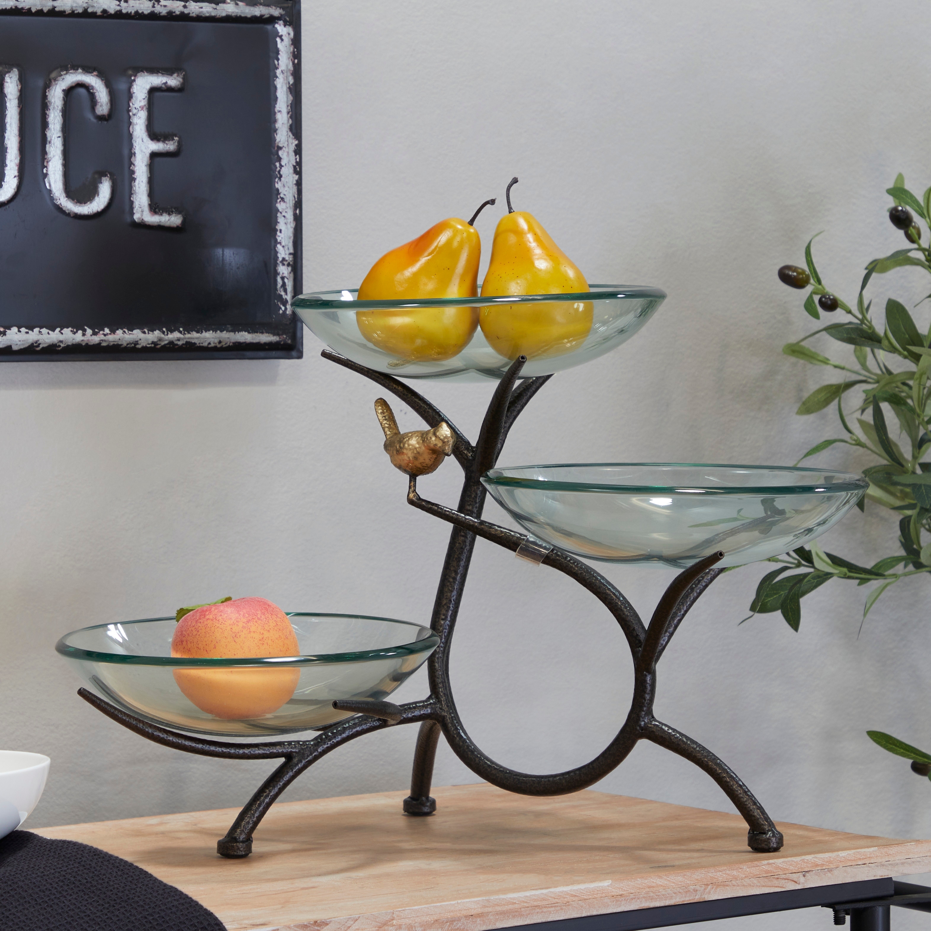 Glass serving bowl with stand sales