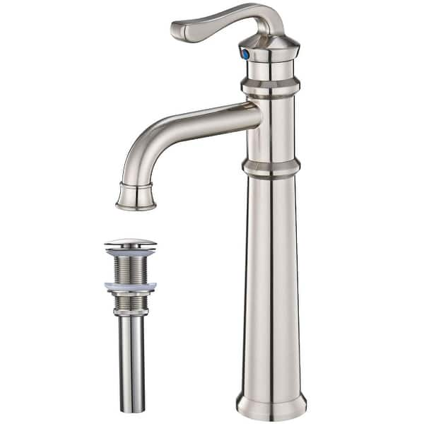 Bathroom Faucet Vessel Pop Up Sink Drain, Brushed Nickel with Overflow 