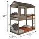 preview thumbnail 4 of 5, Rustic Grey Twin Over Twin Bunk Bed with Built-in Ladder,Guardrails-Grey
