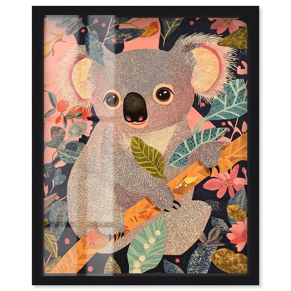 Koala in the Leaves Zoo Art Shadowbox Print by Art Remedy - Bed