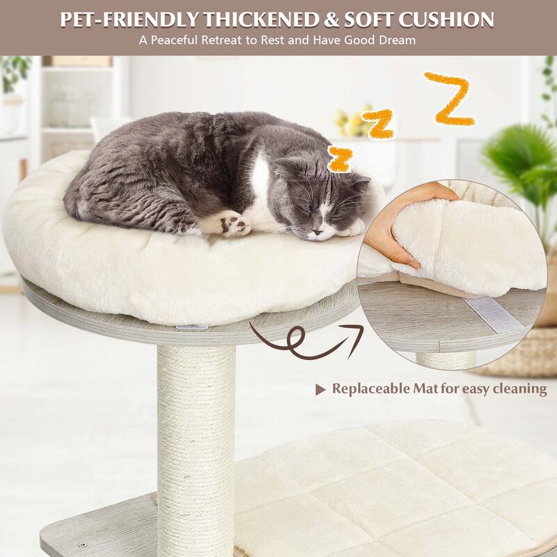 Costway 46" Modern Wooden Cat Tree with Platform & Washable Cushions - See Details