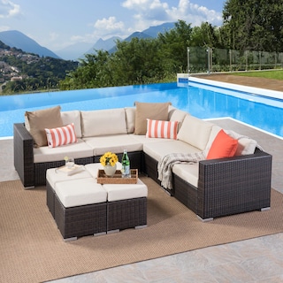 Santa Rosa Outdoor 5 Seater Wicker Sectional Sofa Set with Aluminum Frame and Cushions by Christopher Knight Home