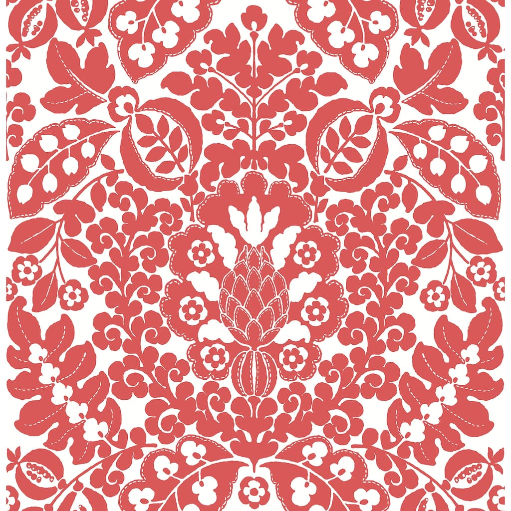 A-Street Prints Marni Red Fruit Damask Wallpaper