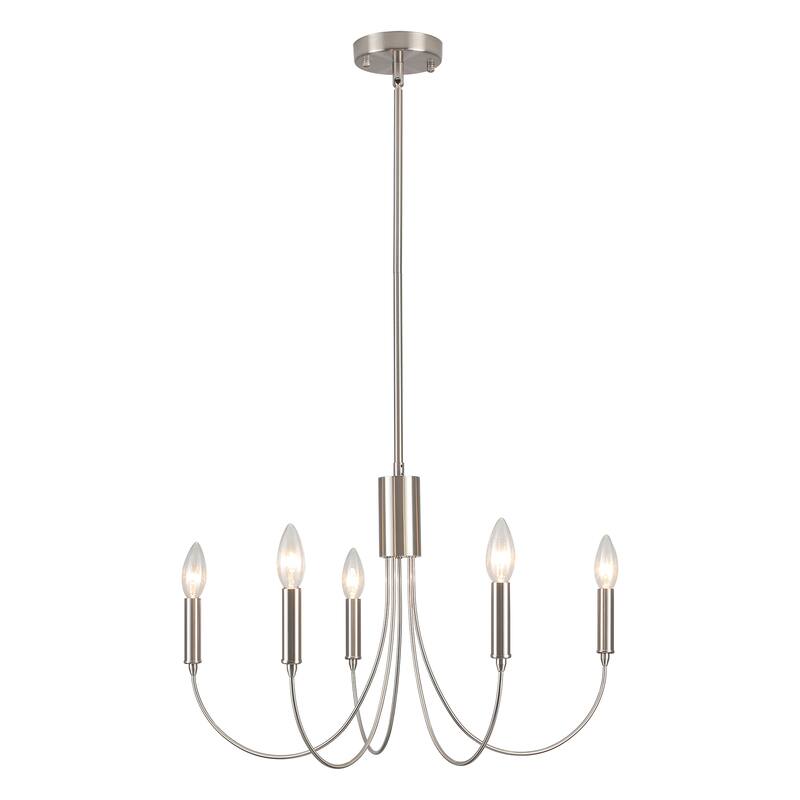 5-Light Rustic Candlestick Hanging Linear Chandelier Lighting Fixture for Kitchen Island