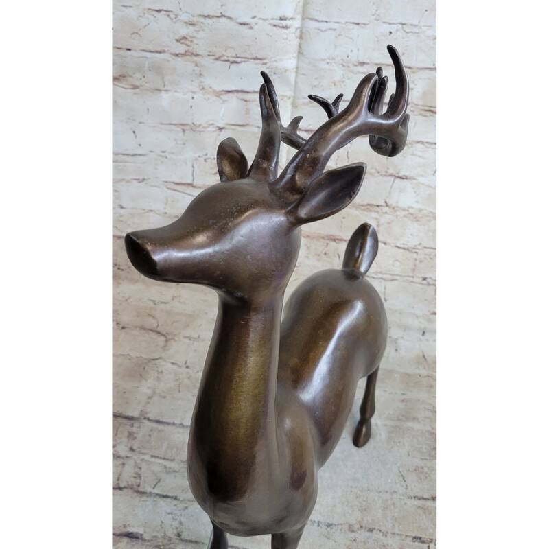 Signed Miguel Lopez Stag Buck Deer Bronze Sculpture Hot Cast Figure Figurine