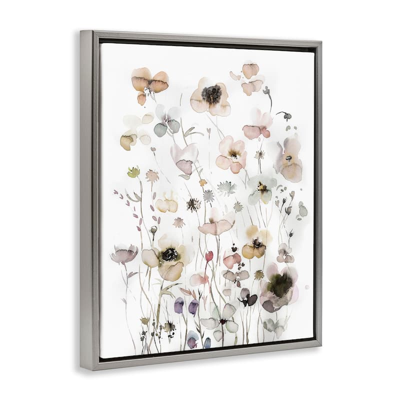 Stupell Soft Cottage Florals Framed Floater Canvas Wall Art Design by Incado