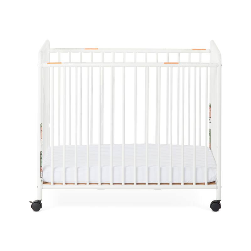 Child Craft Siesta Metal Non-Folding Slatted Compact Crib - White
