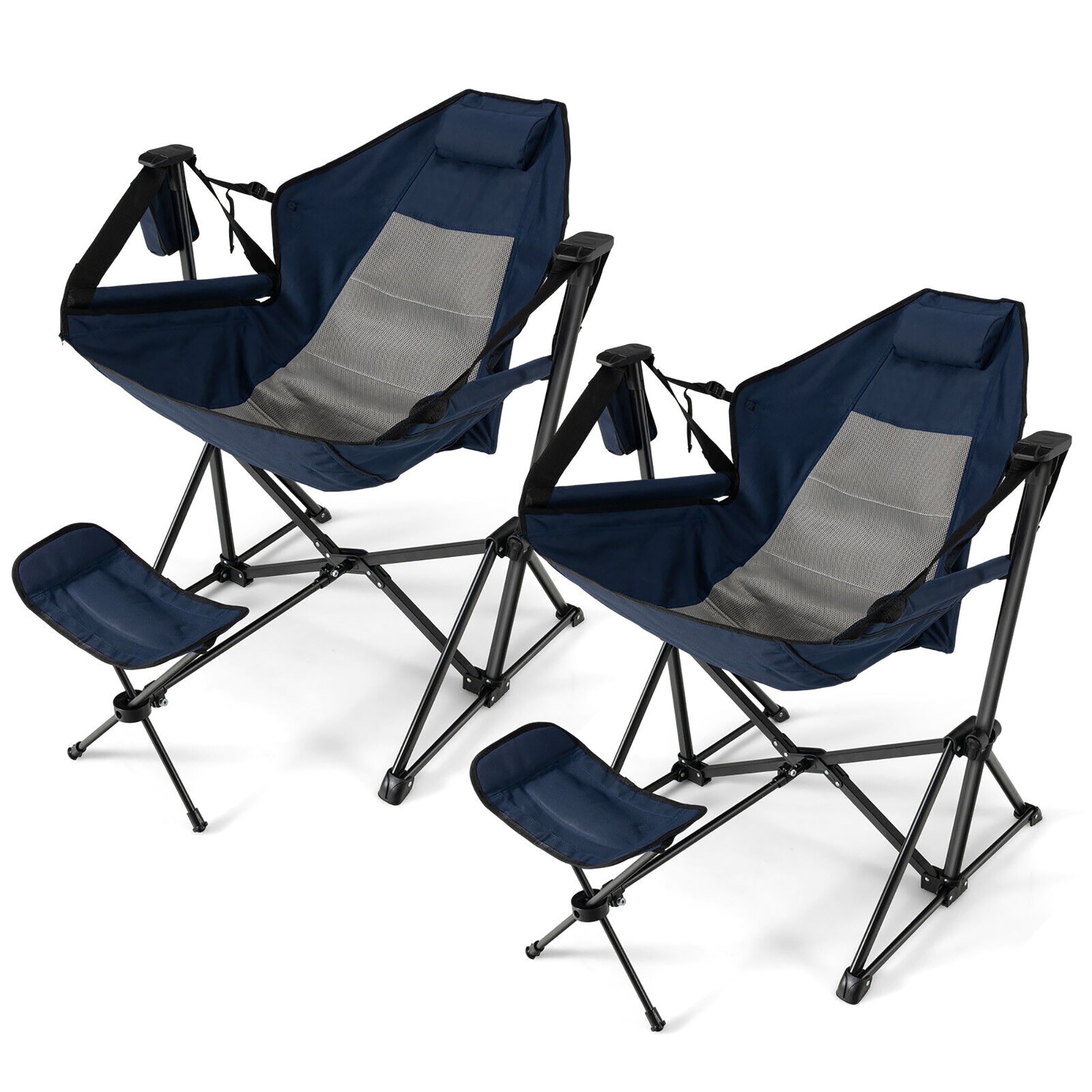 Camping chair with discount canopy and footrest