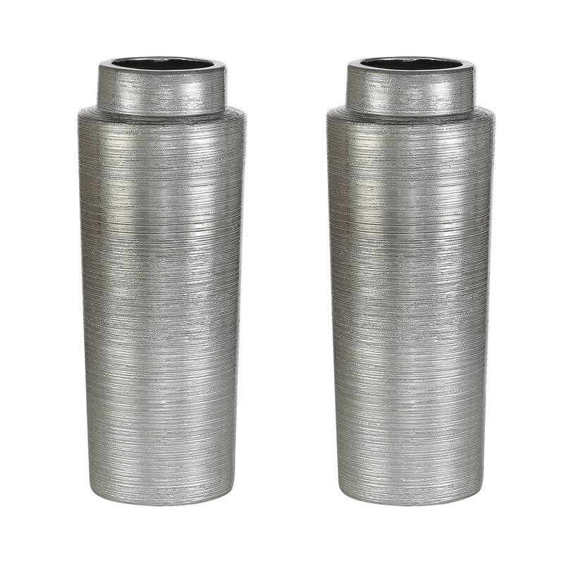 Acroma 12.9" Ceramic Floor Vase 2-set Decoration For Home Office Decor. - Silver.