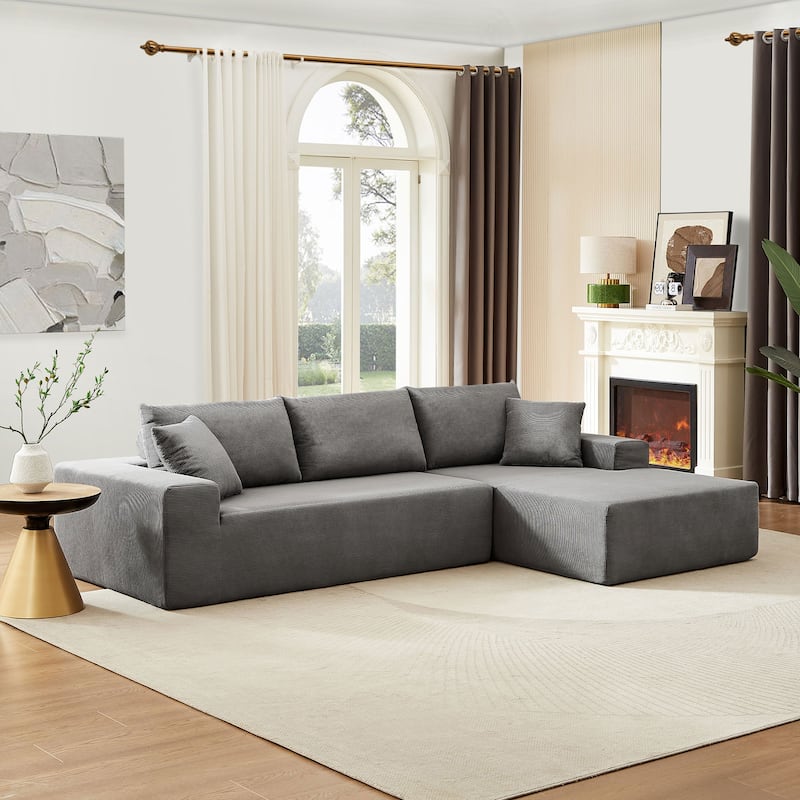 Sectional Couch Covers L Shape Sectional Sofa Couches for Living Room, Bedroom - Grey-Without Bottom Frame - Right Facing