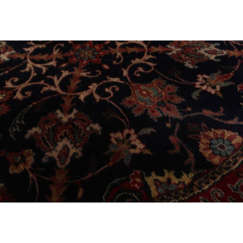 New Zealand Wool Midnight Blue Agra 2'11''x2'11'' Round Hand Knotted Traditional Rug - 2' 11'' x 2' 11''-Round
