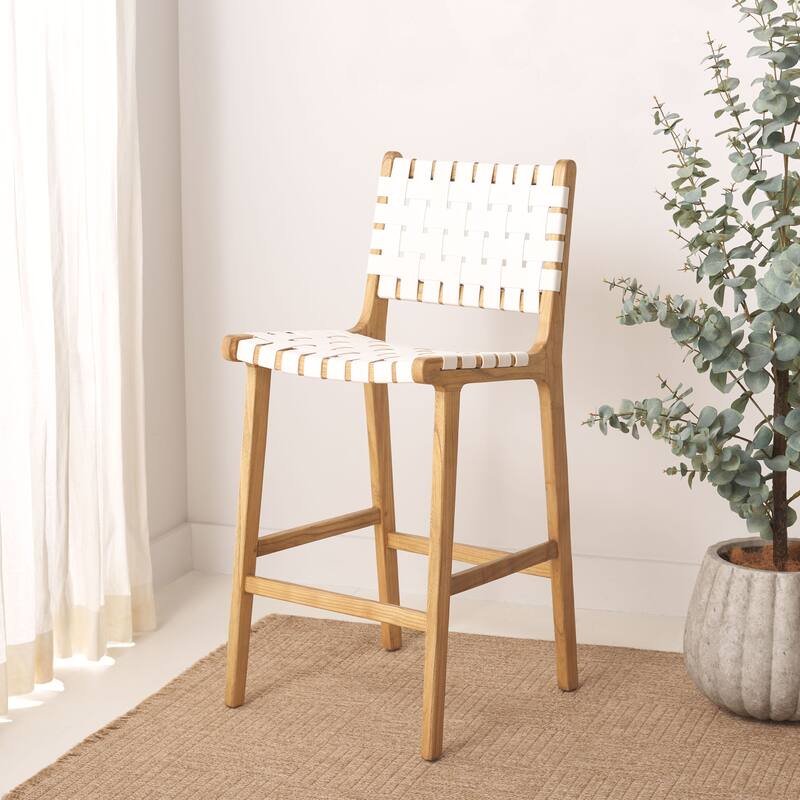 SAFAVIEH Home Adah 27-inch Leather Counter Stool - 20"Wx20"Dx41"H