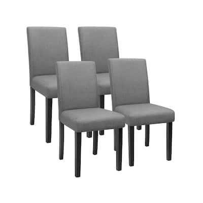 Lacoo Set of 4 Upholstered Dining Chairs with Wooden Legs Fabric