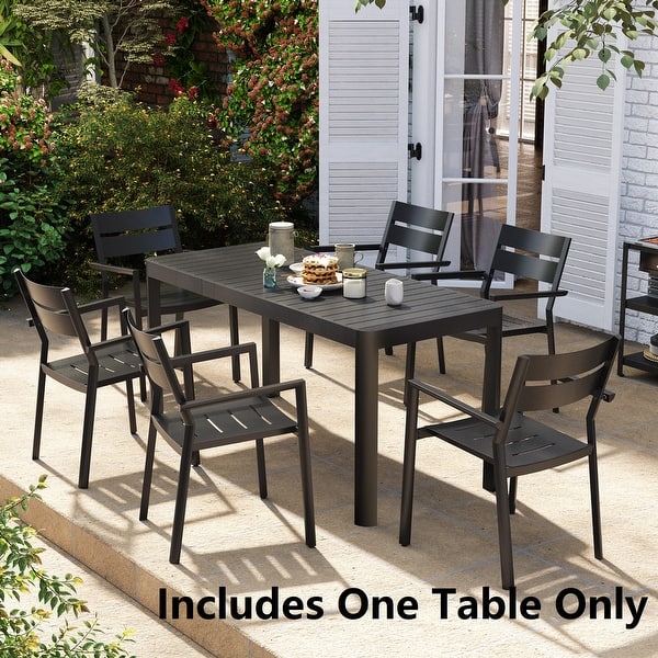 slide 2 of 12, Outdoor Aluminum Expandable Dining Table Rectangular for 4-6 Persons - 46.1" / 63.8" (L) x 27.6" (W) x 29.9" (H) Black