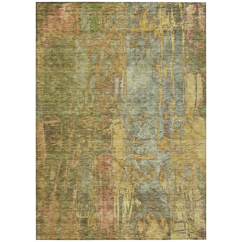 Machine Washable Indoor/ Outdoor Abstract Modern Chantille Rug