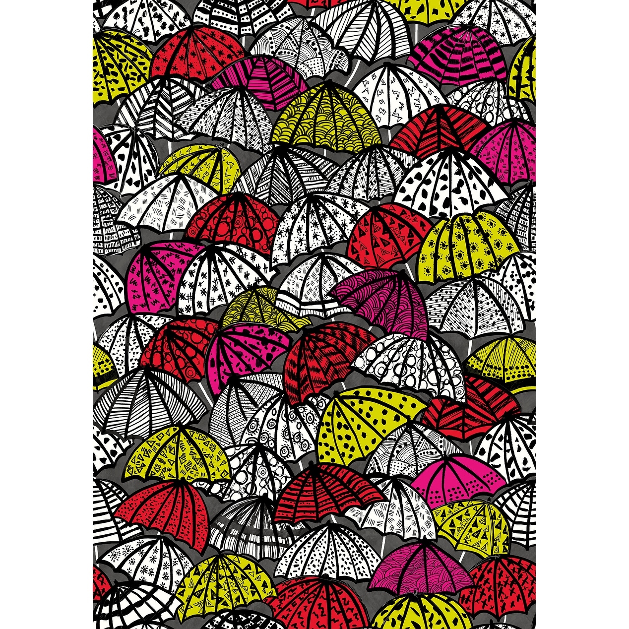 Dara Red Jolly Brollies Wallpaper