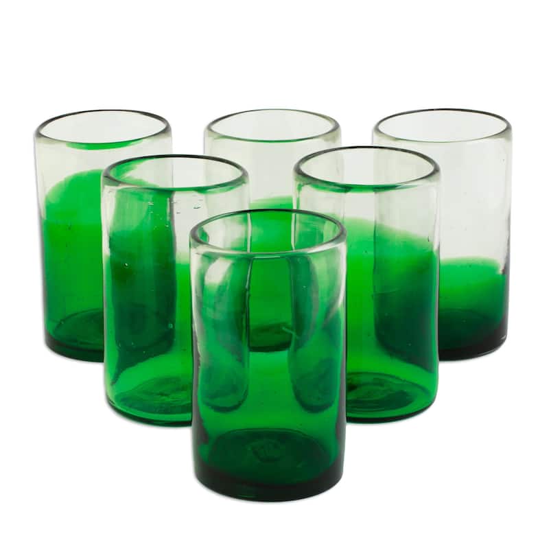 Novica Handmade Emerald Luck Glass Tumblers (Set Of 6) - Set of 6 - Green