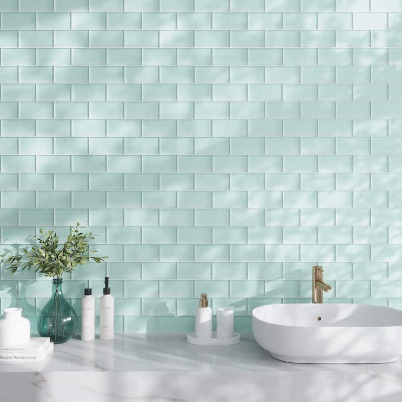 Apollo tile 3" x 6" Colorway Matte Blizzard Blue Glass Tile (5 sq ft/case) - 40 Pack
