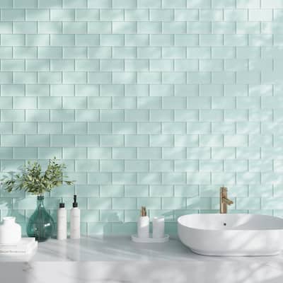Apollo tile 3" x 6" Colorway Matte Blizzard Blue Glass Tile (5 sq ft/case) - 40 Pack
