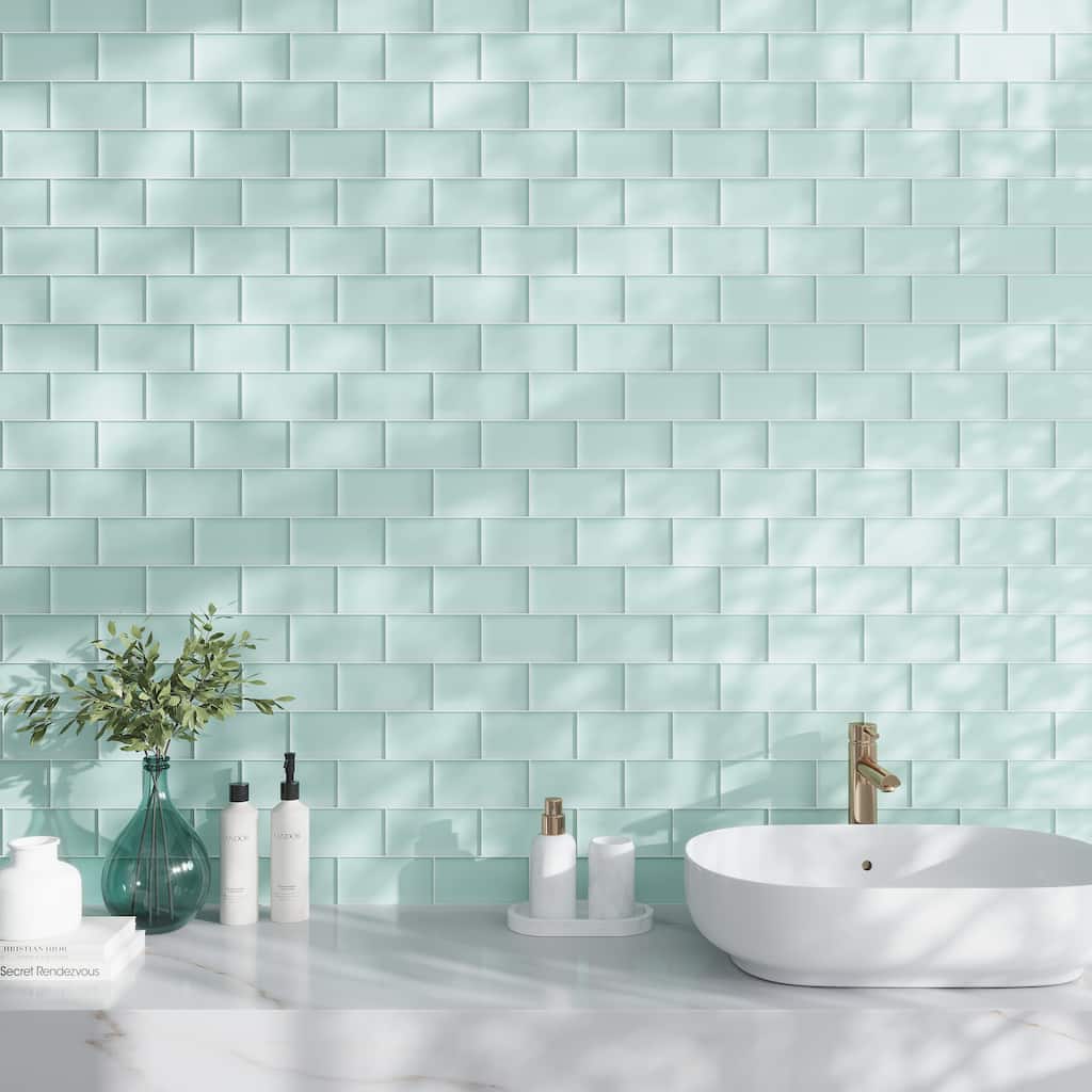 Apollo tile 3" x 6" Colorway Matte Blizzard Blue Glass Tile (5 sq ft/case) - 40 Pack