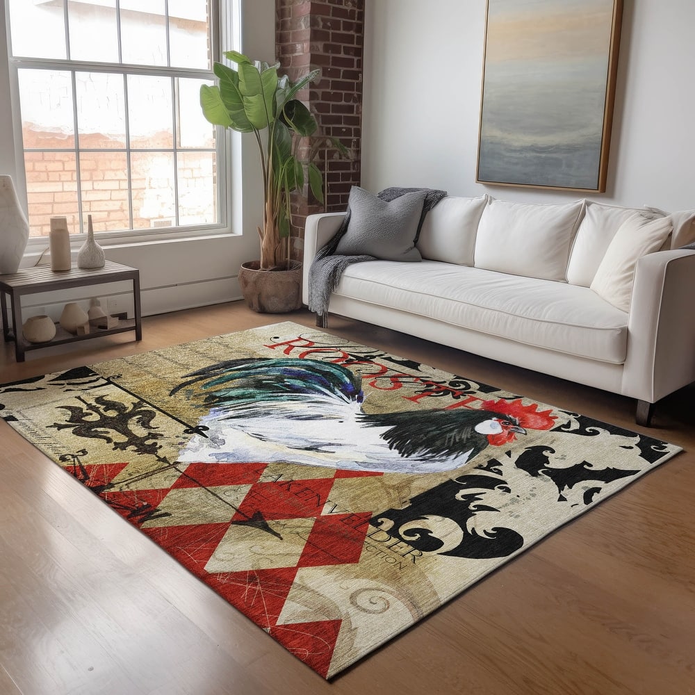 Premium Washable Super Soft Farmhouse Rooster Mayfield Rug