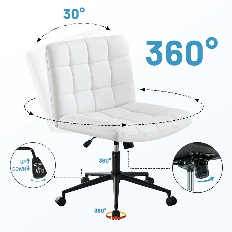 Home Office Desk Chair Armless Office Desk Chair with Cashmere Lumbar Support Adjustable Height, for Home Office Study Room