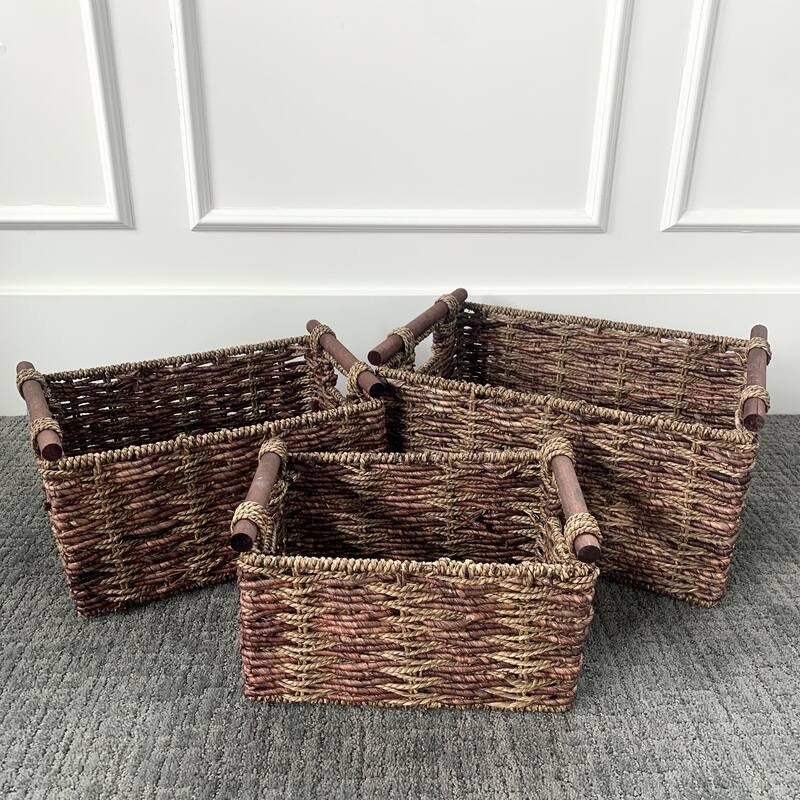 Two-tone Maize and Seagrass Storage Baskets (Set of 3)