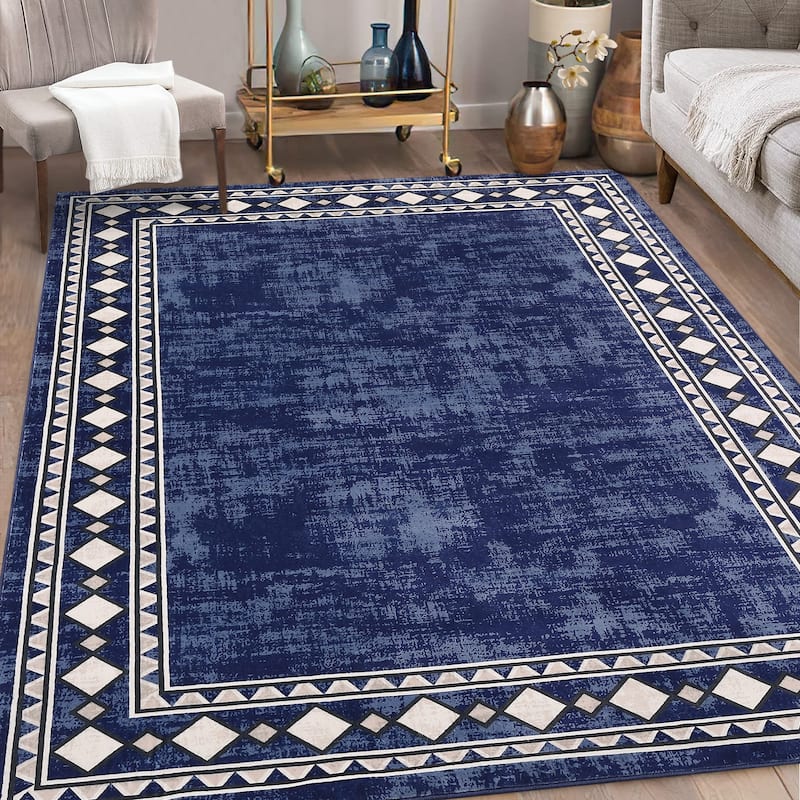Garvee Machine Washable Rug Modern Bordered Area Rugs