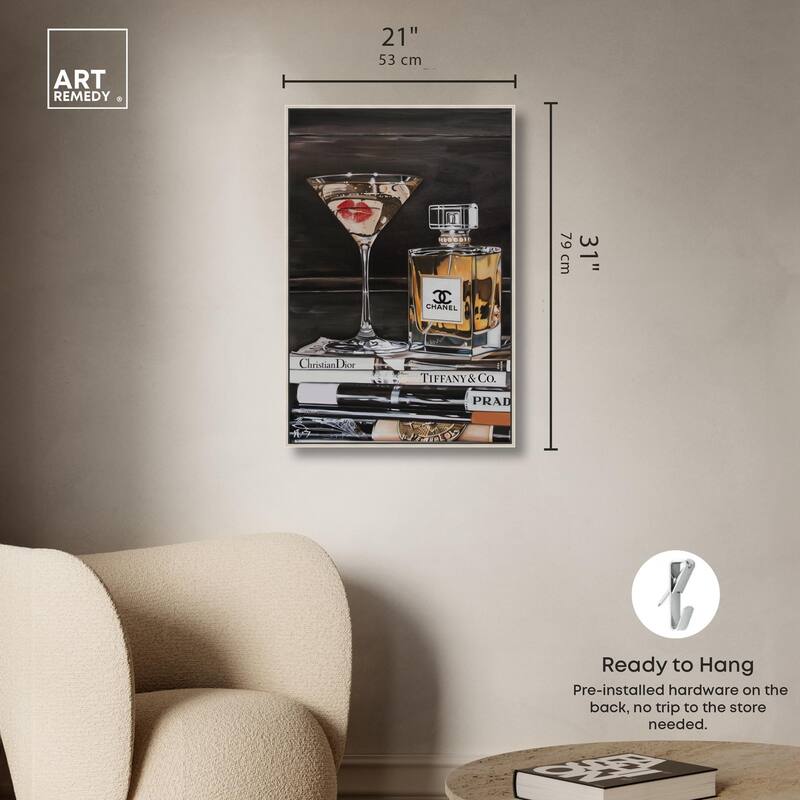 Martini Books Canvas by Art Remedy