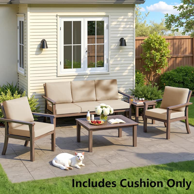 24" x 24" Outdoor Deep Seat Chair Cushion Set - Set of 5 - Beige