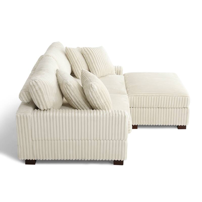Plush Corduroy Modular Sectional Sofa Comfy Couch