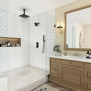 CASAINC Dual Heads 12 Inch Ceiling Mounted Square Shower Head Shower ...