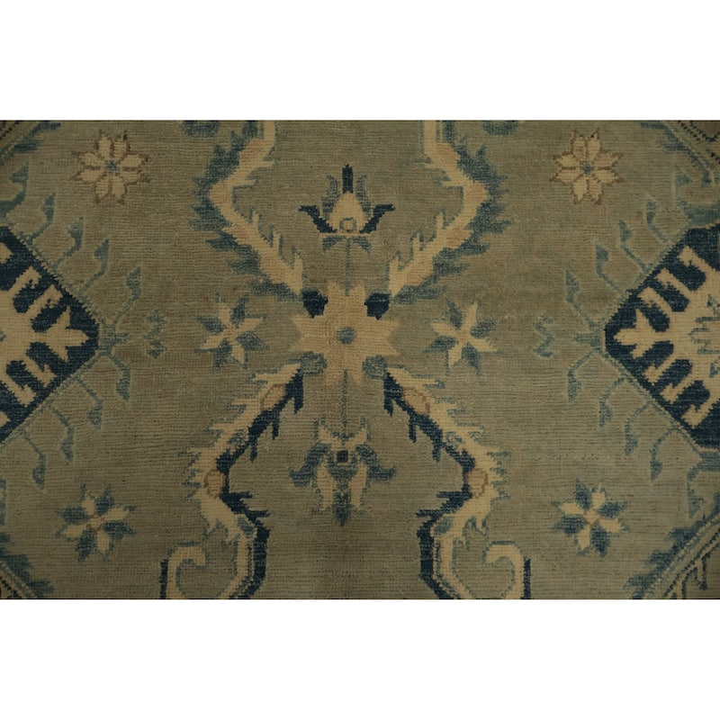 Hand Knotted Oriental 100% Wool Carpet Traditional Floral Green Ziegler Area Rug - 11' 5'' X 8' 11''