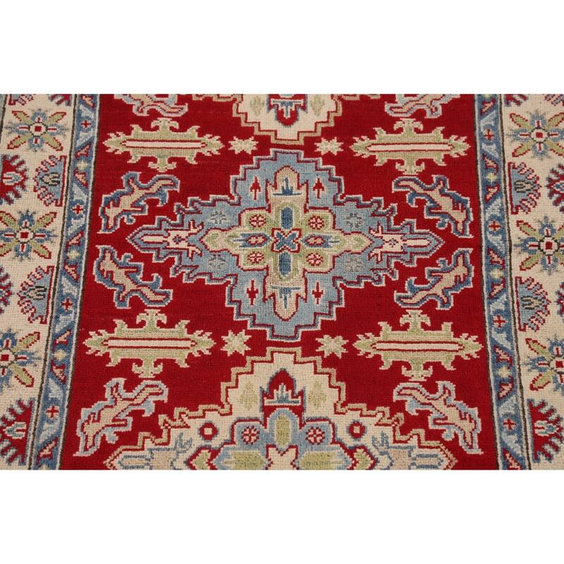 Traditional Red Kazak Rug Hand-Knotted Oriental Wool Carpet - 3'5"x 5'0"