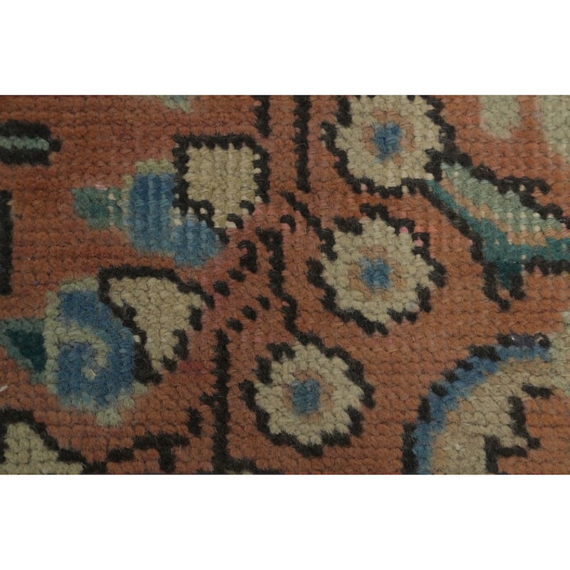 Hand Knotted Oriental 100% Wool Carpet Traditional Floral Oranges & Rust Tabriz Area Rug - 9' 7'' X 6' 4''