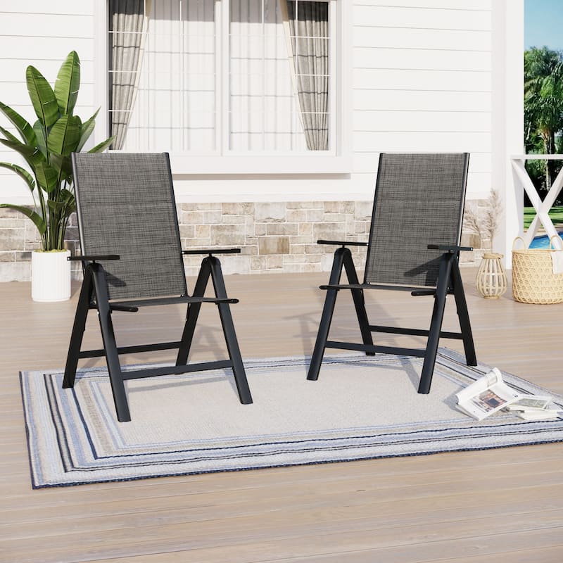 Set of 2/4/6/8 Foldable & 7-Angle Adjustable Padded Patio Dining Chairs - 2-Piece