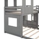 preview thumbnail 39 of 38, Twin Over Full Bunk Bed Wooden Loft Bed with Playhouse, Farmhouse, Ladder, Slide and Guardrails, No Spring Box Required