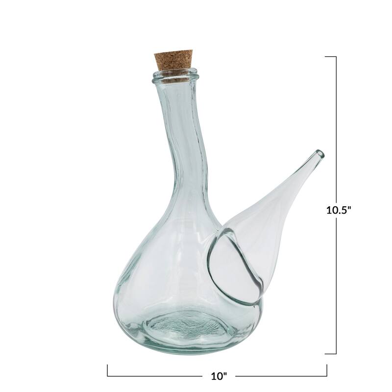Reclaimed Traditional Glass Wine Pitcher with Cork