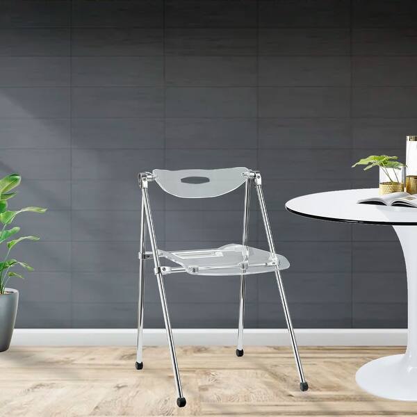 Adar Modern Clear Seat/ Back Folding Accent Dining Chair Bed Bath