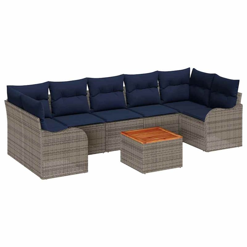vidaXL 8 Piece Garden Sofa Set with Cushions - 113.8×48.2×27.2