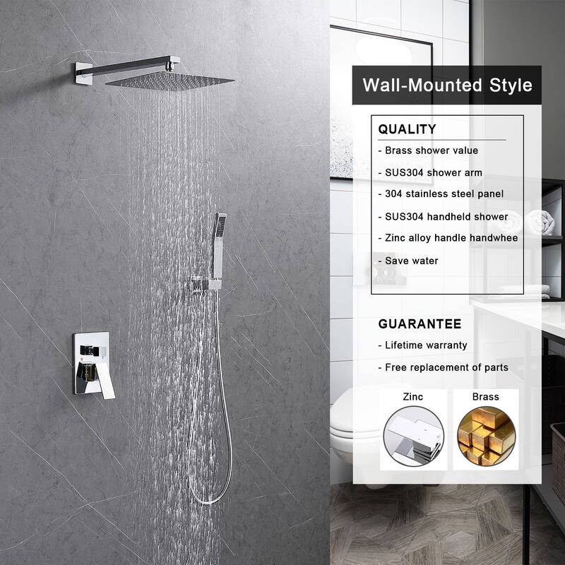 12" Rainfall Shower Head and handheld shower faucet