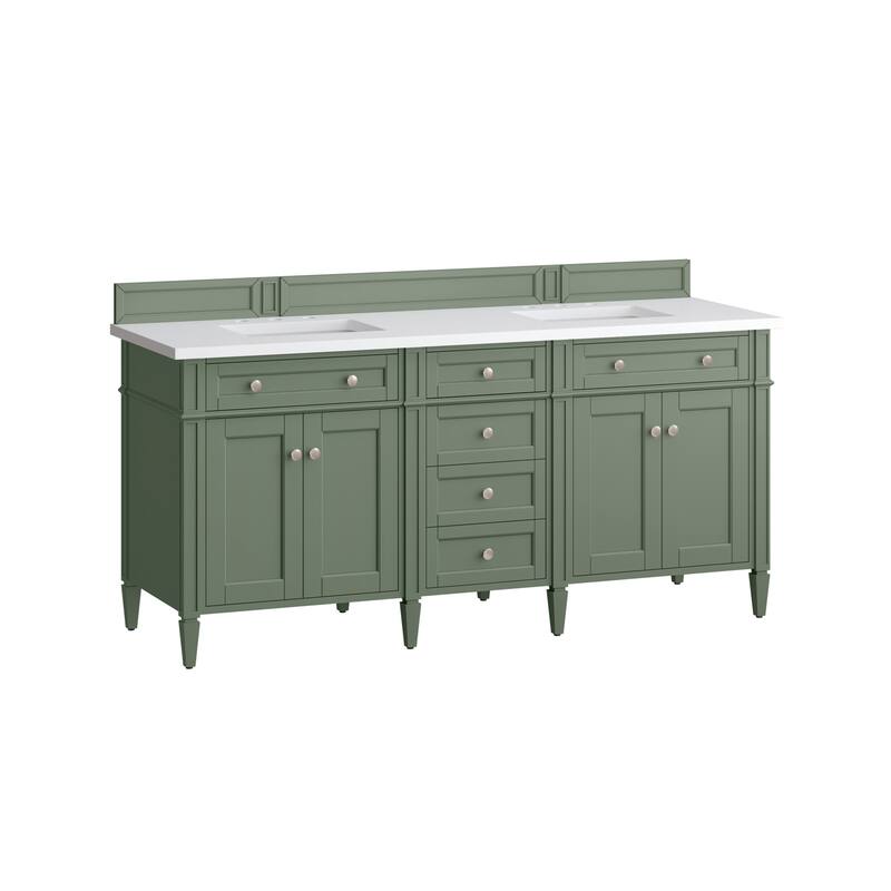 James Martin Vanities 650-V72-3WZ Brittany 72" Double Basin Poplar - Smokey Celadon - Steel Finish