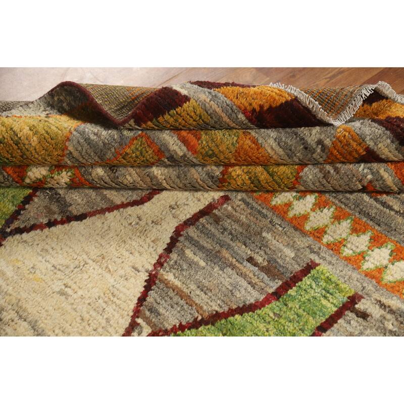 Geometric Moroccan Oriental Area Rug Handmade Multi-Color Wool Carpet - 7'2" x 10'0"