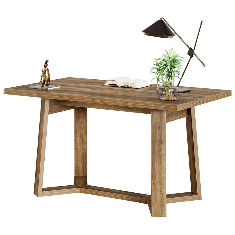 Wood Executive Home Office Desk, Simple Computer Writing Workstation Study Accent Table, Office Study Room
