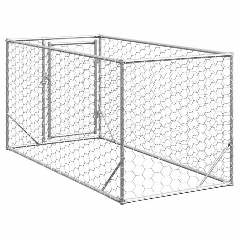 vidaXL Outdoor Dog Kennel Galvanized Steel 6.6 x 3.3 x 3.3 ft Durable