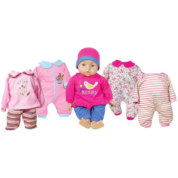 slide 2 of 5, Lissi: 18" Talking Baby Doll Set - Pink & Blue - I Love You Mummy Shirt, Hat