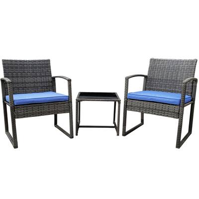 Pyramid Home Decor 3-piece Rattan Outdoor Patio Bistro Set