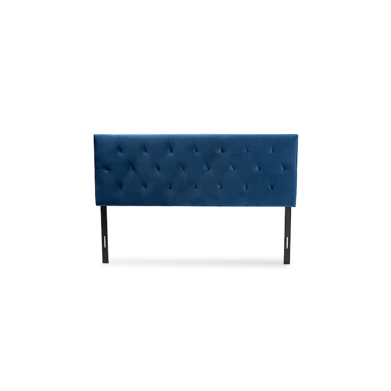 Velvet Queen Headboard - Navy Blue Upholstered Bedroom Headboard Vintage Design