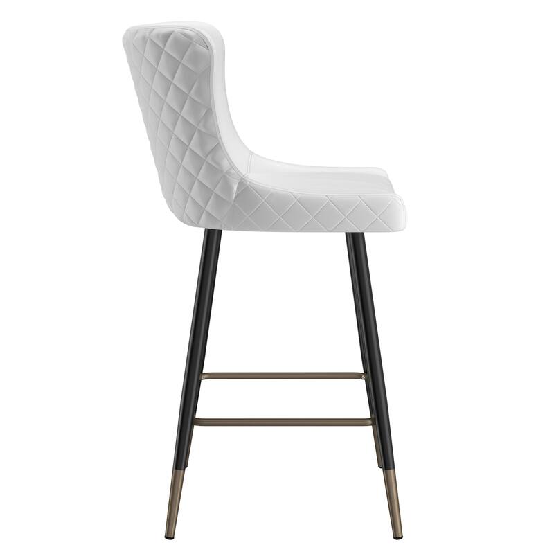 Contemporary Faux Leather and Metal 26" Counter Stool, Set of 2 - N/A