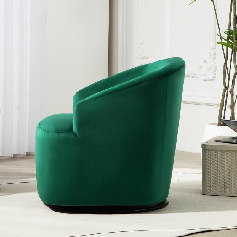 Accent Chair with Barrel-shaped Design and 360 Degree Swivel Feature